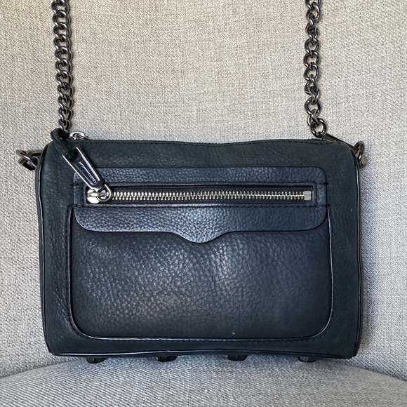 Rebecca Minkoff Black Leather Chain-Link Crossbody Bag - Picture 2 of 12